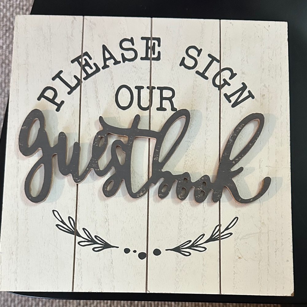 Rustic Brown and White Guestbook Sign